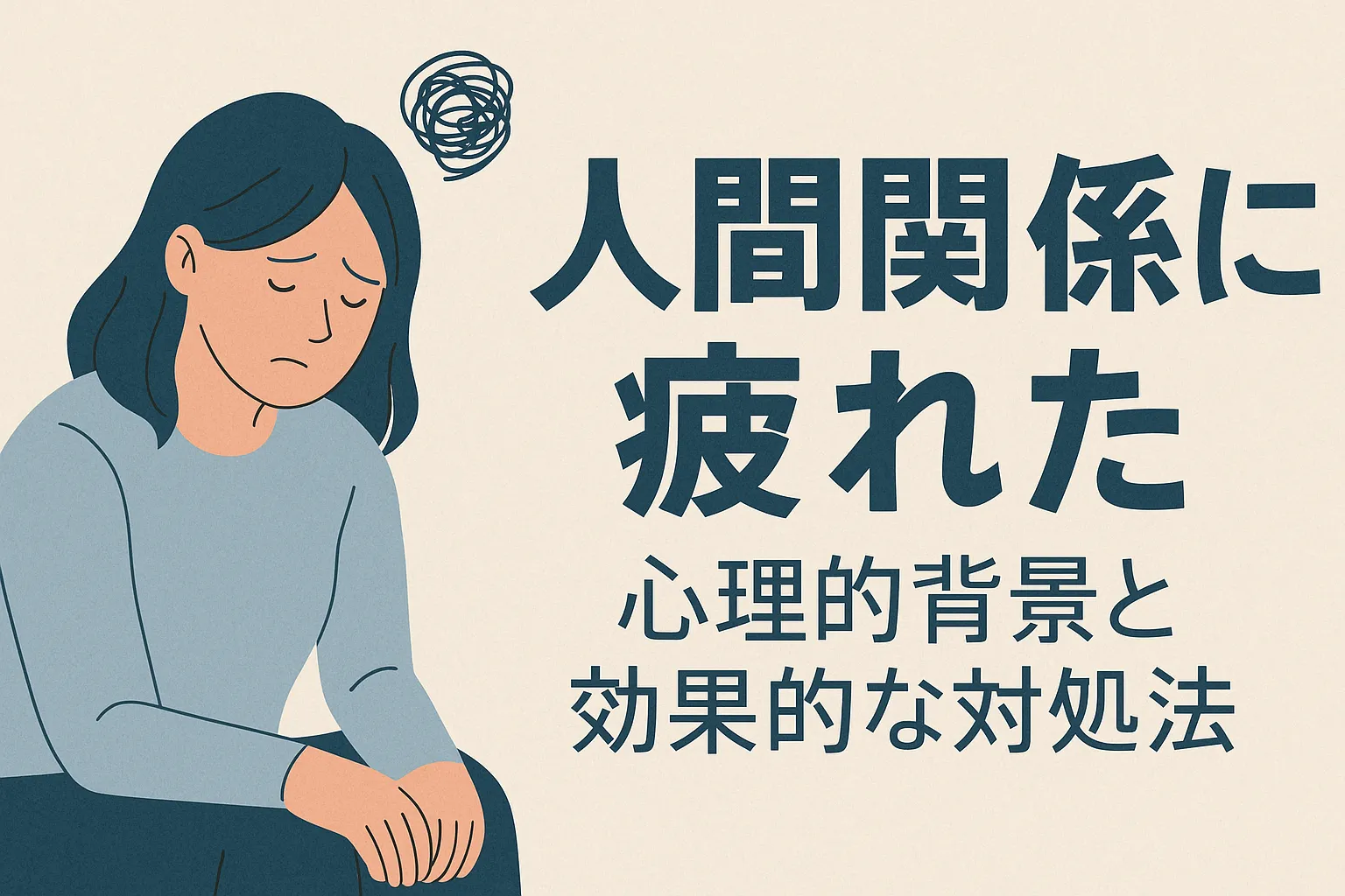 人眼関係に疲れたを説明するアイキャッチ
